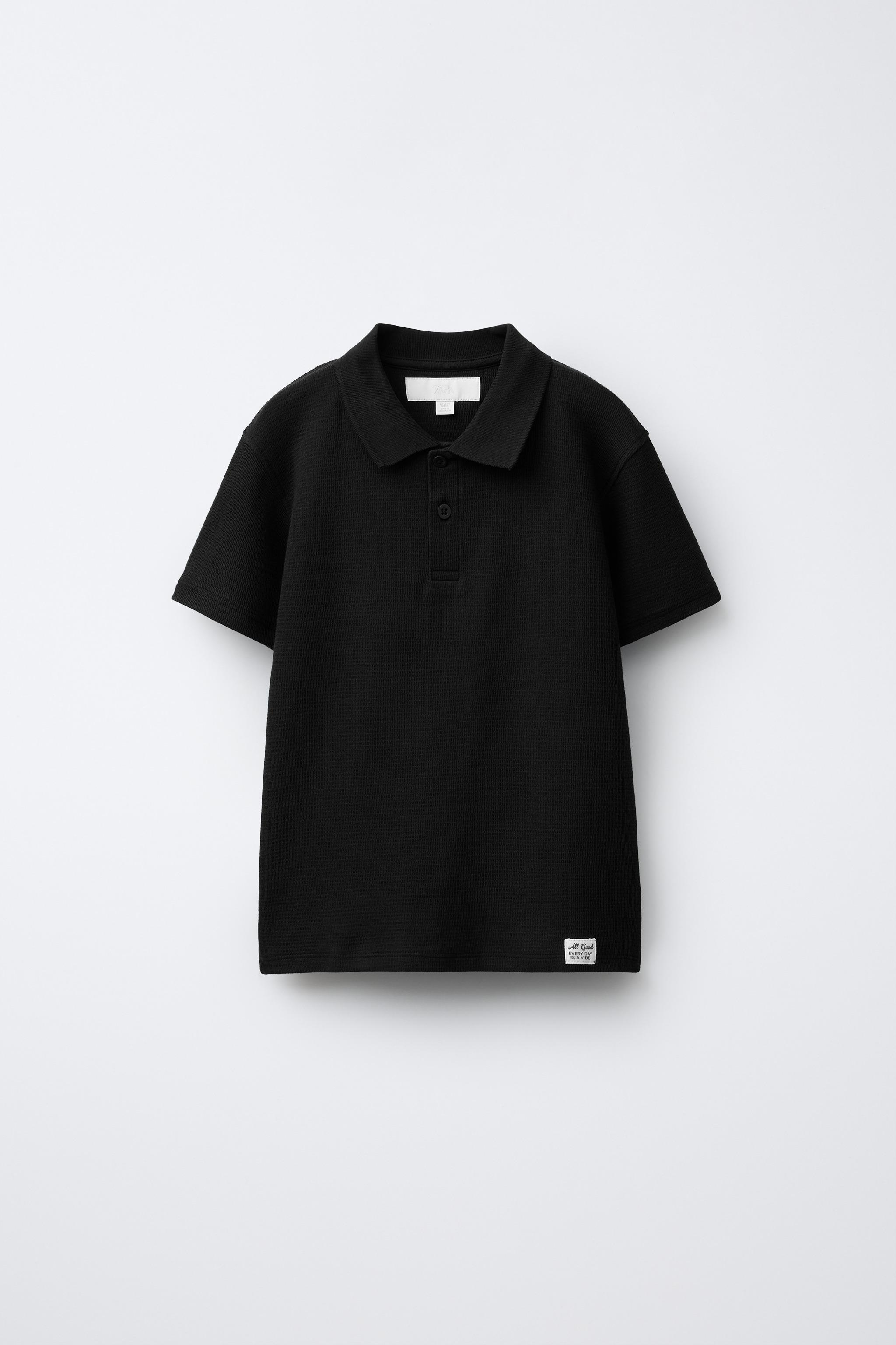TEXTURED POLO WITH LABEL